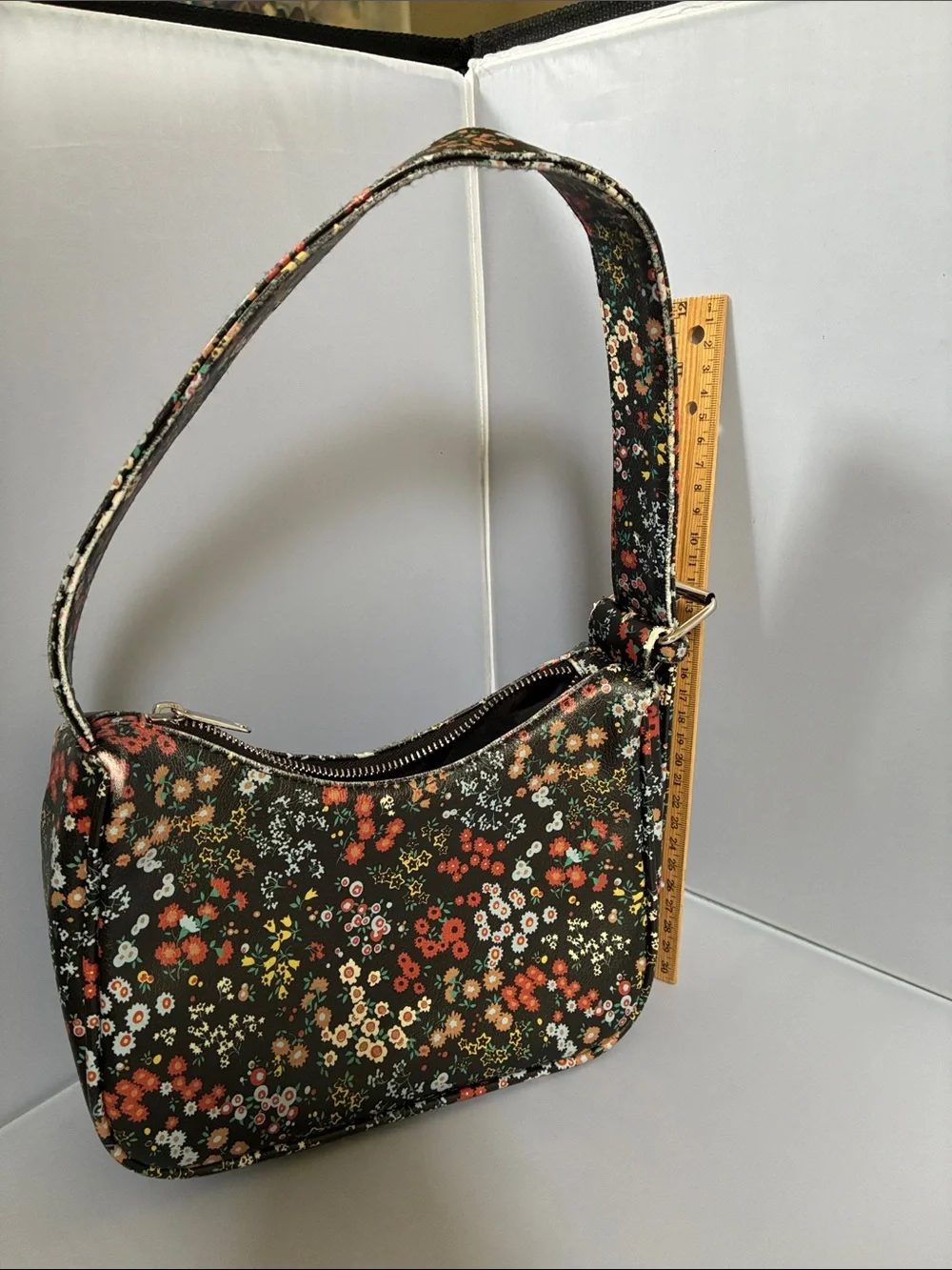 Floral Black Mini Shoulder Bag